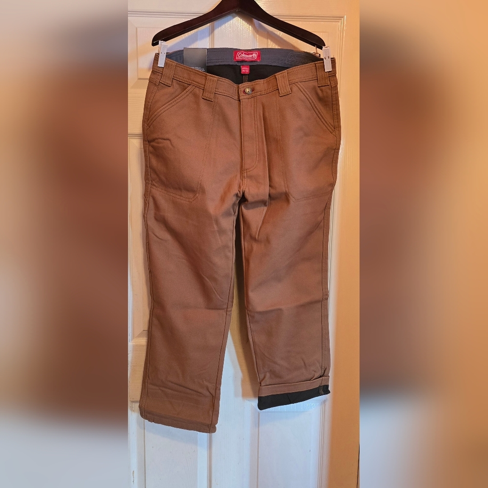 Coleman Men's 36x30 Fleece Lined Stretch Utility Work Pants Tear Resistant